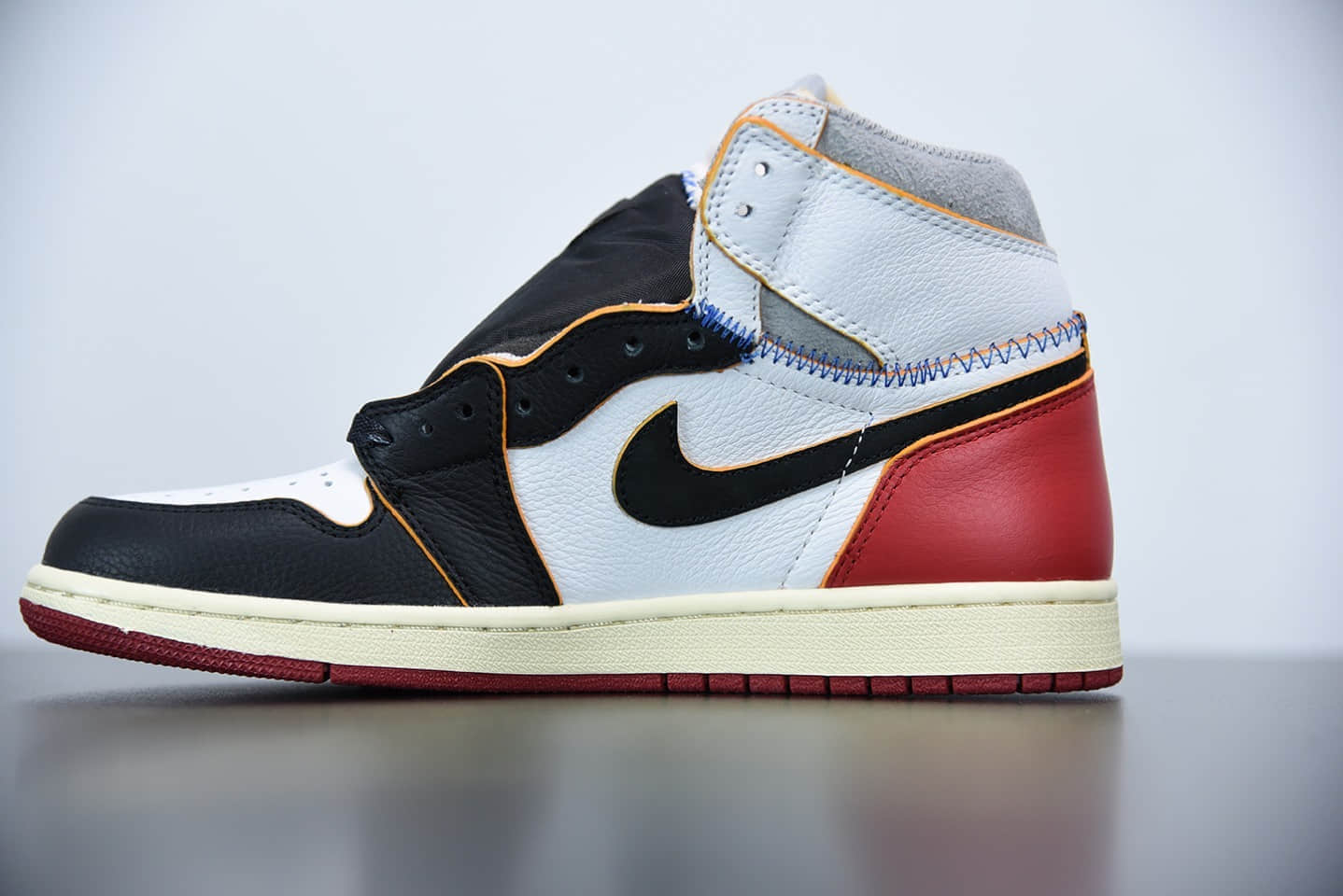 乔丹Union Los Angeles x Air Jordan 1 Retro High OG NRGRedBlack Store List 联名拼接黑脚趾高帮板鞋纯原版本 货号：BV1300-106