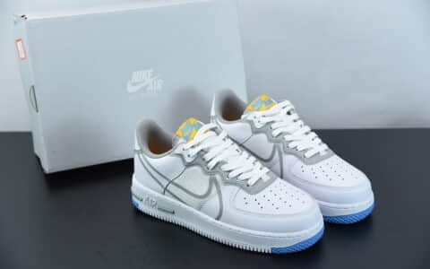 耐克Nike Air Force 1 React DMSX 空军一号白灰蓝解构瑞亚轻量低帮百搭板鞋纯原版本 货号：CT1020-100