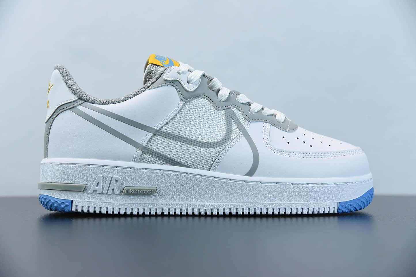 耐克Nike Air Force 1 React DMSX 空军一号白灰蓝解构瑞亚轻量低帮百搭板鞋纯原版本 货号：CT1020-100