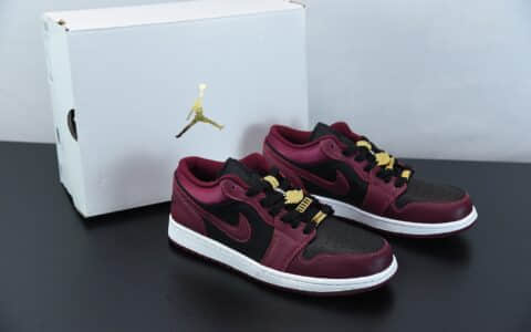 乔丹Air Jordan 1 Low 黑酒红金属飞翼低帮休闲鞋纯原版本 货号：DB6491-600