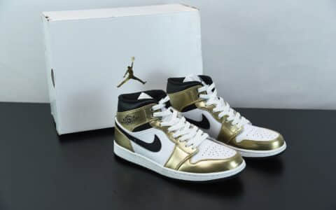 乔丹Air Jordan 1 Mid Metallic Gold液态金中帮文化篮球鞋纯原版本 货号：DC1420-700
