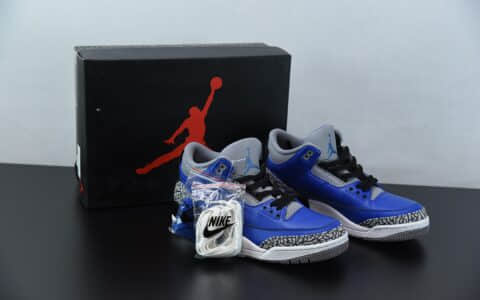 乔丹Air Jordan 3 Retro Blue Cement荔枝纹黑蓝水泥男子文化篮球鞋纯原版本 货号：CT8532-400