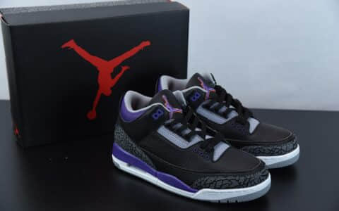 乔丹Air Jordan 3 Retro “Court Purple”黑紫配色中帮复古休闲运动文化篮球鞋纯原版本 货号：CT8532-050