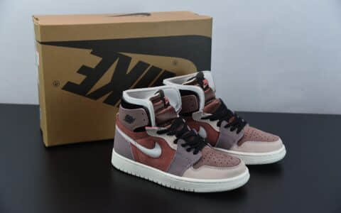 乔丹Air Jordan 1 Zoom AirCMFT “Rust”豆沙脏粉高帮板鞋纯原版本 货号：CT0979-602