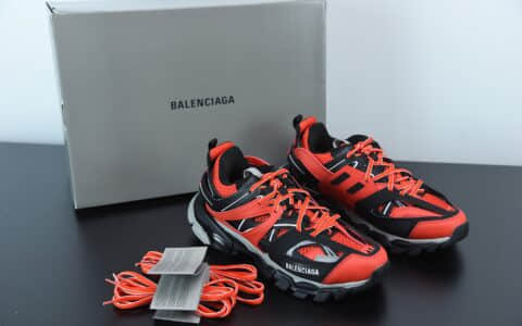 巴黎世家Balenciaga Track Clear Sole黑红低帮网布尼龙运动鞋纯原版本