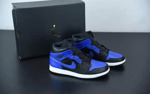 乔丹Air Jordan 1 Mid 黑蓝中邦篮球鞋纯原版本 货号：554724-077