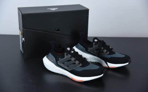 阿迪达斯 Adidas UltraBoost 21 黑灰色加厚爆米花袜套式针织鞋面休闲运动慢跑鞋纯原版本 货号：FY0389