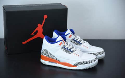 乔丹Air Jordan 3 Knicks 尼克斯白橙蓝实战篮球鞋纯原版本 货号：136064-148