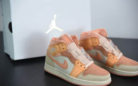 乔丹Air Jordan 1 Mid  Apricot Orange  杏橙色中帮文化篮球鞋纯原版本 货号：DH4270-800