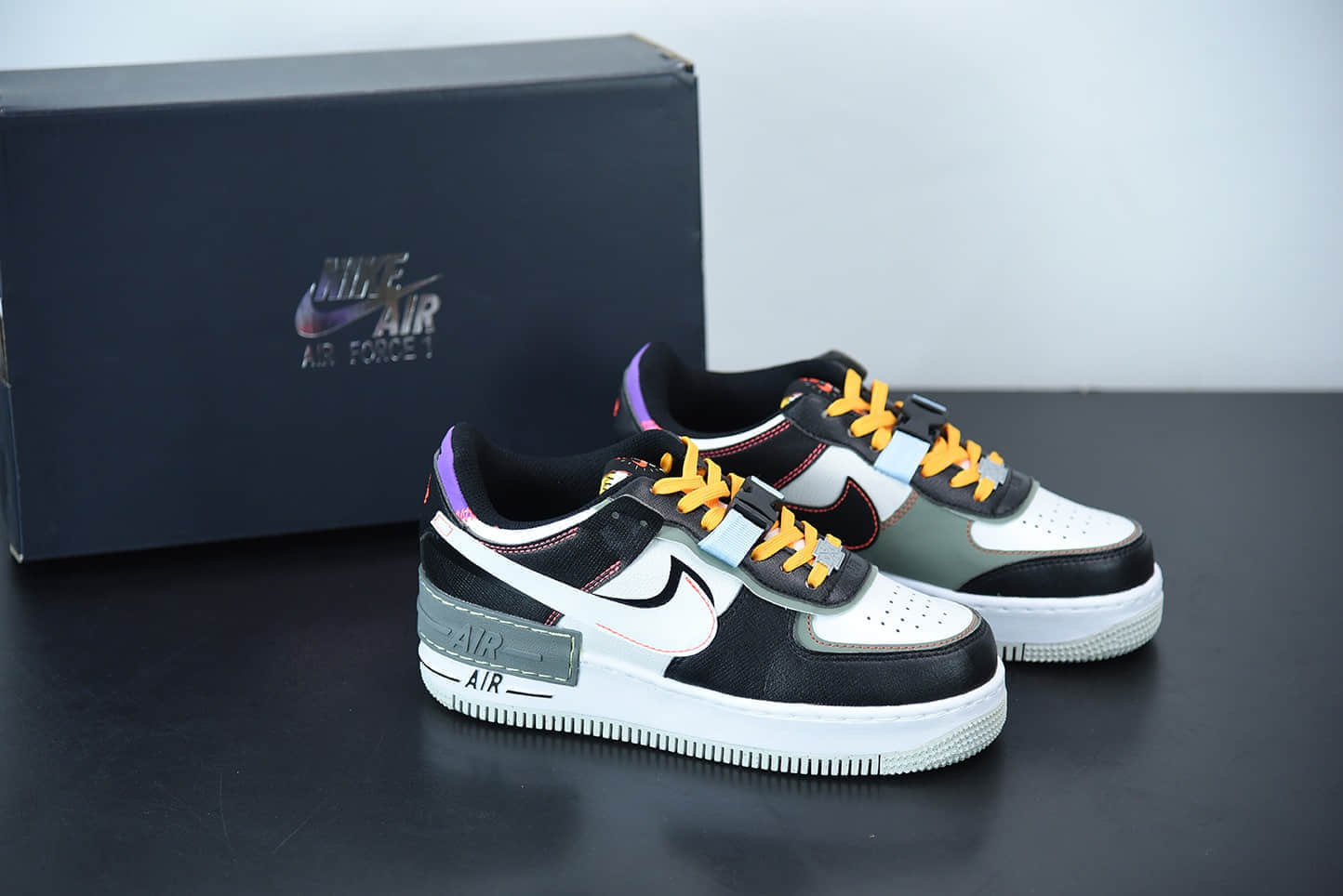 耐克Nike Air Force 1 Shadow Rtl 马卡龙电竞黑空军一号轻量增高低帮百搭板鞋纯原版本 货号：DC2542-001