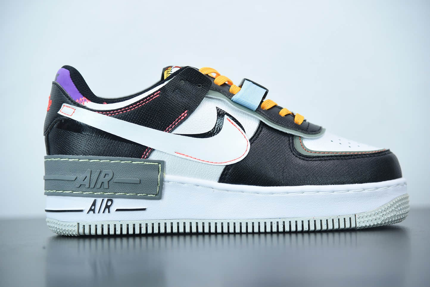 耐克Nike Air Force 1 Shadow Rtl 马卡龙电竞黑空军一号轻量增高低帮百搭板鞋纯原版本 货号：DC2542-001