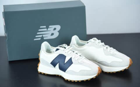 新百伦New Balance327系列灰白深蓝联名款男女运动休闲跑鞋纯原版本 货号：WS327KA