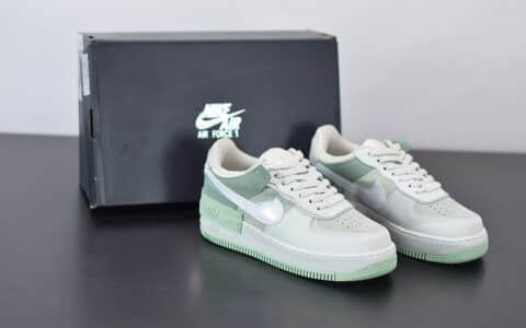 耐克Nike Air Force 1 Shadow 空军马卡龙灰淡绿3M反光低帮板鞋纯原版本 货号：CW2655-001