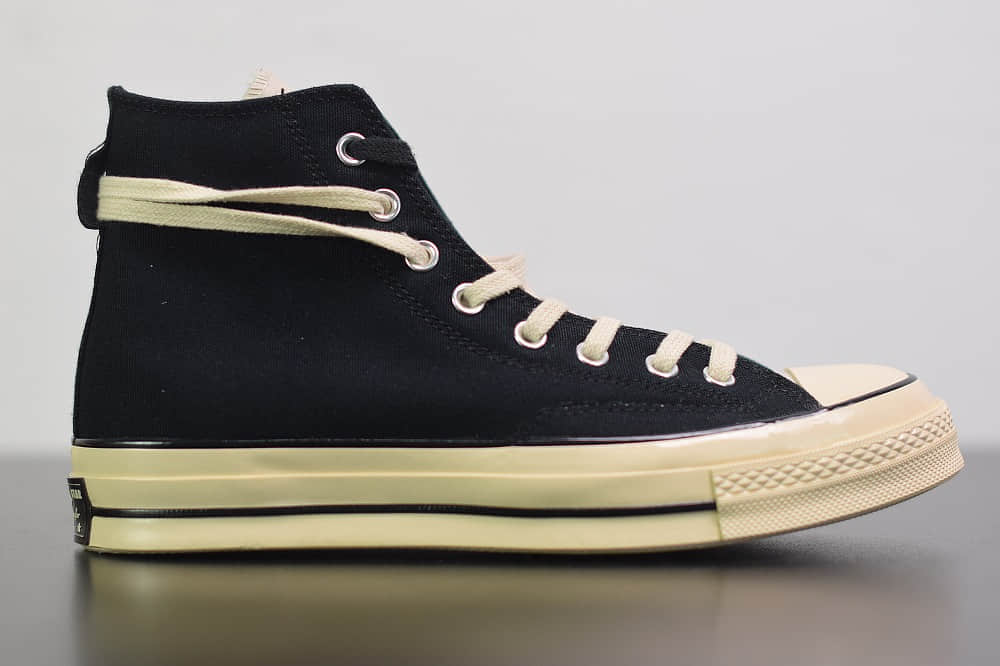 匡威Fear of God ESSENTIALS x Converse Chuck Taylor All Star 1970sGrey复刻高帮黑米白”帆布硫化板鞋“纯原版本 货号：167954C