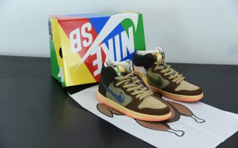 耐克Concepts X Nike SB Dunk High Pro QS Mallard棕绿鸳鸯高帮板鞋纯原版本 货号：DC6887-200