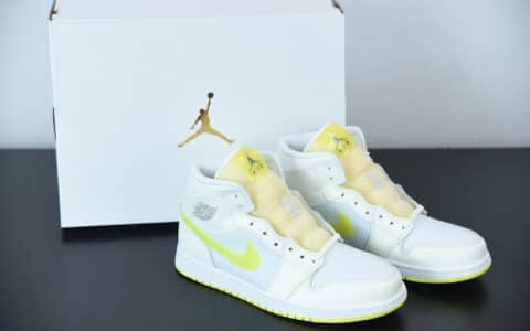 乔丹WMNS Air Jordan 1 Mid SE中帮白米黄网步款百搭休闲运动板鞋纯原版本 货号：DB2822-107