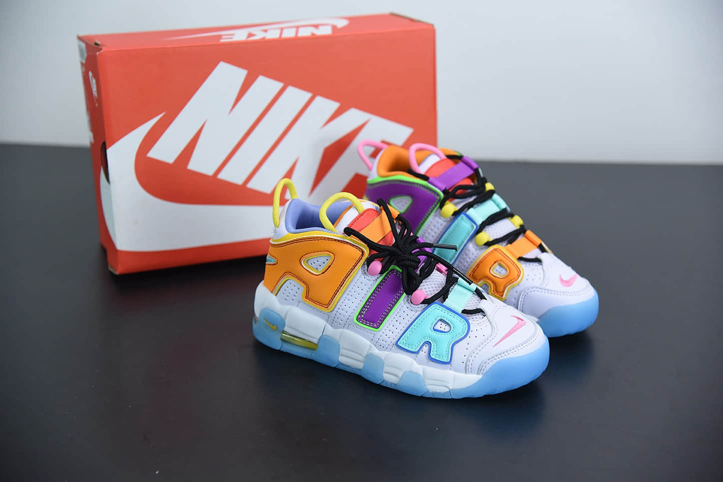 耐克Nike Air More Uptempo 橙蓝紫大AIR皮蓬复古篮球鞋纯原版本 货号：DH0624-500