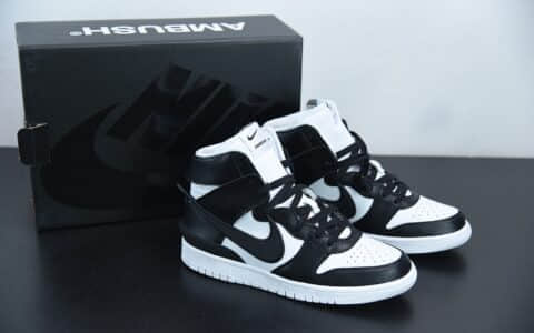 耐克AMBUSH x SB Dunk High 黑白大勾吴亦凡同款高帮滑板鞋纯原版本 货号：CU7544-001