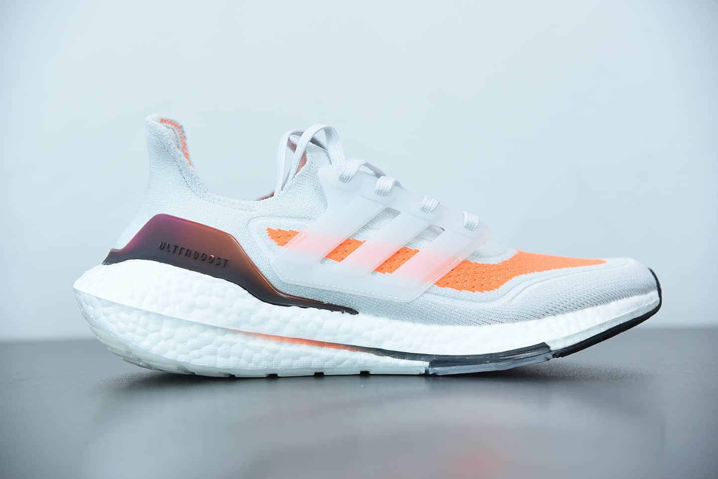 阿迪达斯 Adidas ultra boost 2021系列白橙配色袜套式针织鞋面休闲运动慢跑鞋纯原版本 货号：FY0375