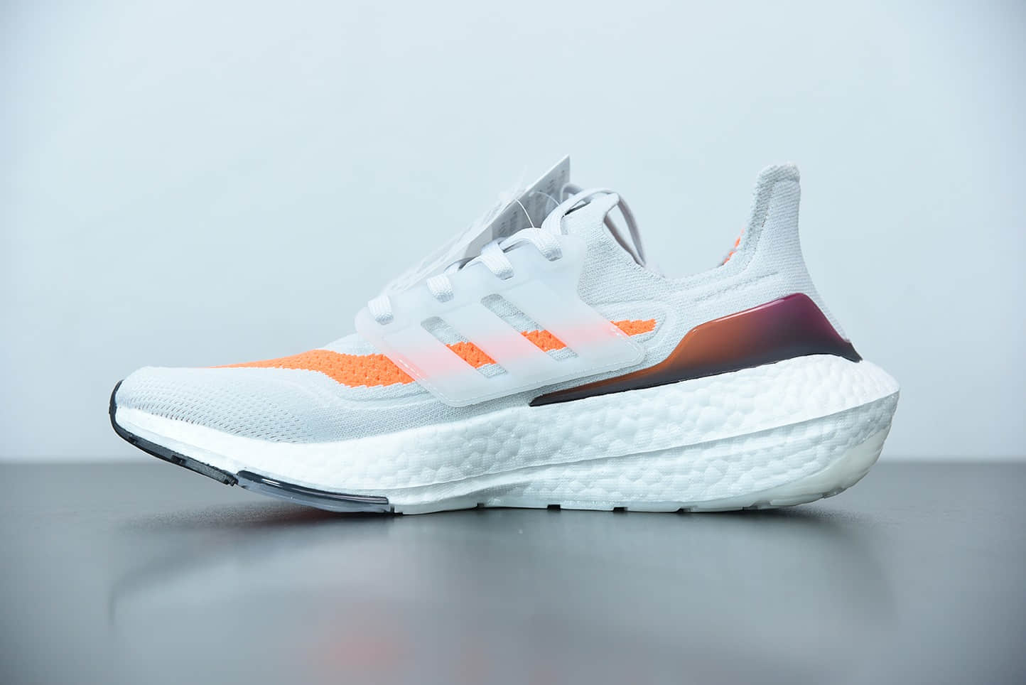 阿迪达斯 Adidas ultra boost 2021系列白橙配色袜套式针织鞋面休闲运动慢跑鞋纯原版本 货号：FY0375