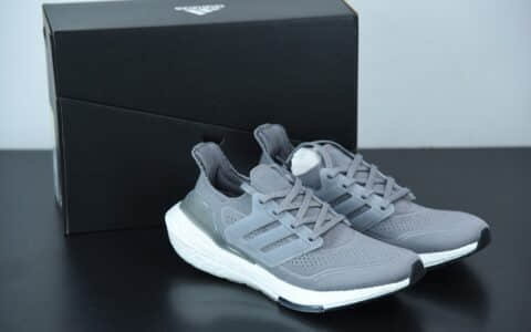 阿迪达斯 Adidas ultra boost 2021系列灰色配色袜套式针织鞋面休闲运动慢跑鞋纯原版本 货号：FY0381