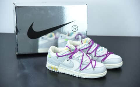 耐克Nike OFF-WHITE x Futura x Nike Dunk Low“21 of 50 三方联名白灰紫低帮休闲板鞋纯原版本 货号：DM1602-100