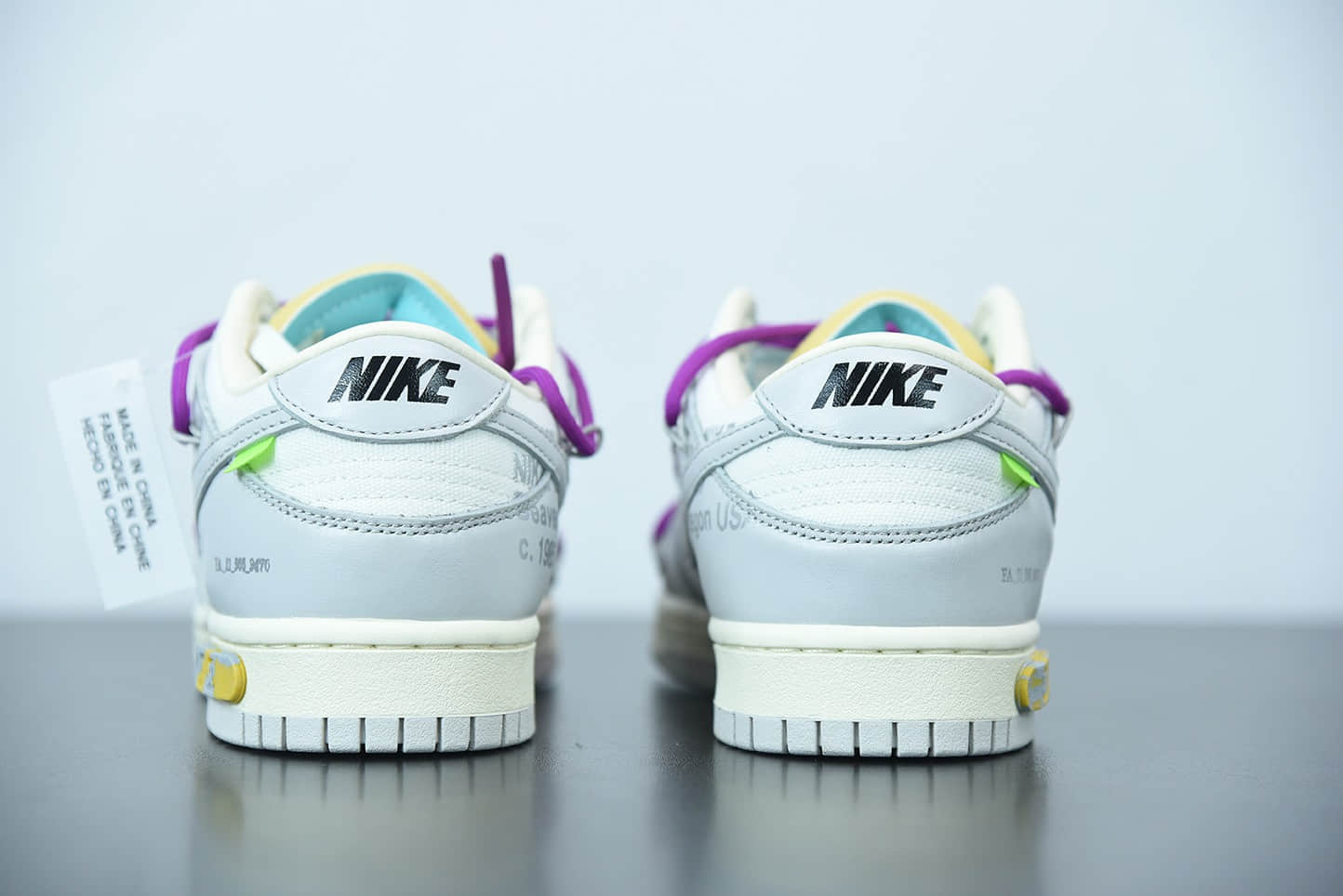 耐克Nike OFF-WHITE x Futura x Nike Dunk Low“21 of 50 三方联名白灰紫低帮休闲板鞋纯原版本 货号：DM1602-100