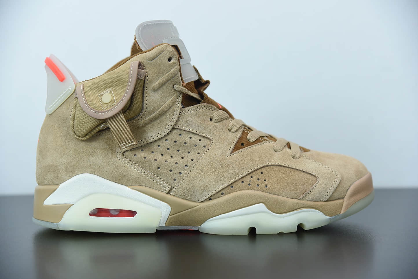 乔丹Travis Scott Air Jordan 6  British Khaki  小麦色口袋TS联名款高帮篮球鞋纯原版本 货号：DH0690-200