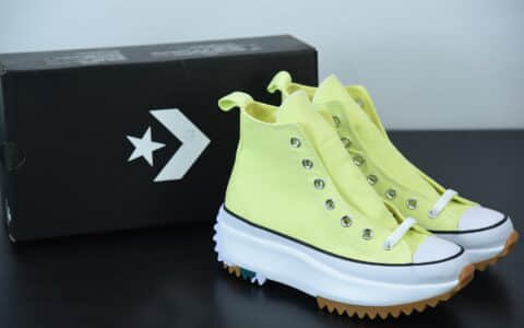 匡威Converse Run Star x JW Anderson 联名黄色松糕厚底高帮帆布鞋纯原版本 货号：571112C