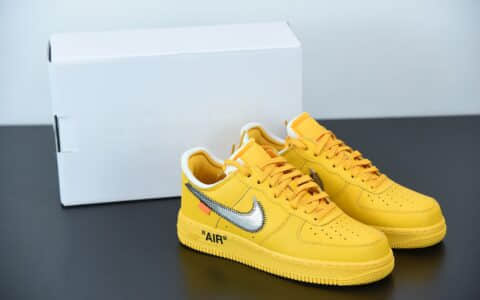 耐克Off-White™ x Nike Air Force 1 Low’07University GoldMetallic Silver艺术馆黄色空军一号经典低帮百搭休闲运动板鞋纯原版本 货号：DD1876-700