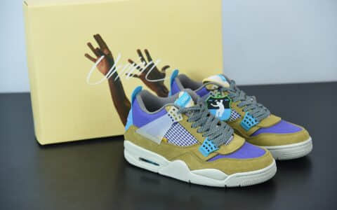 乔丹Union x Air Jordan 4 “Desert Moss”乔丹4代沙漠苔藓中帮篮球鞋纯原版本 货号： DJ5718-300