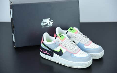 耐克 Nike Air Force 1 Shadow 蓝粉绿解构系列空军一号马卡龙低帮运动休闲板鞋纯原版本 货号：CU8591-101