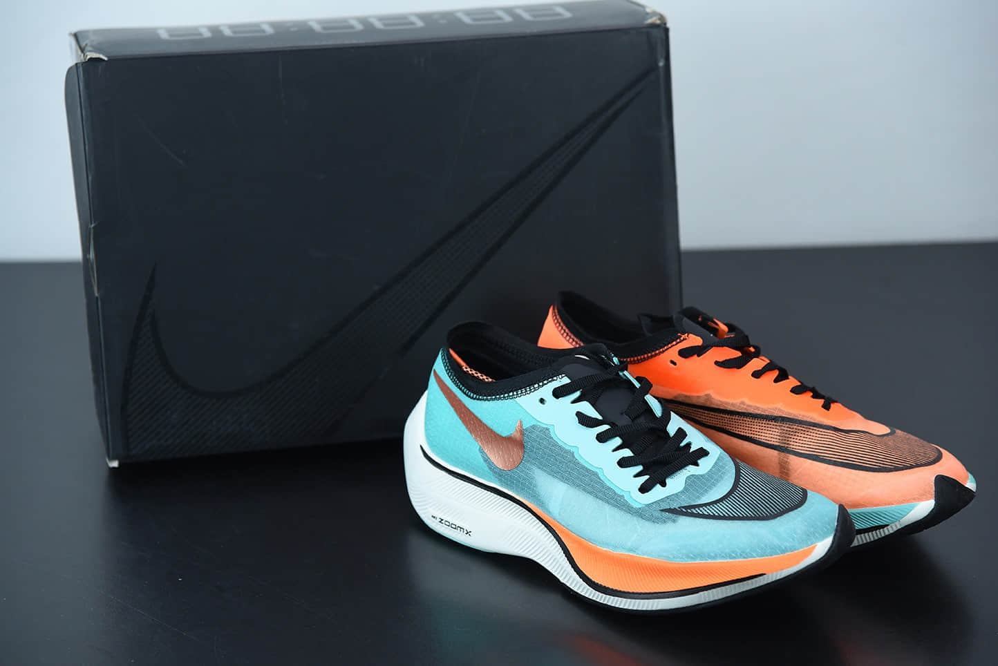 耐克 Nike Zoom X Vaporfly Next% 马拉松蓝橙鸳鸯半透明网纱疾速跑鞋纯原版本 货号：CD4553-300