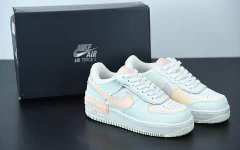 耐克Nike Air Force 1 “Shadow淡蓝粉拼接马卡龙轻量增高低帮百搭板鞋纯原版本 货号：CU8591-104