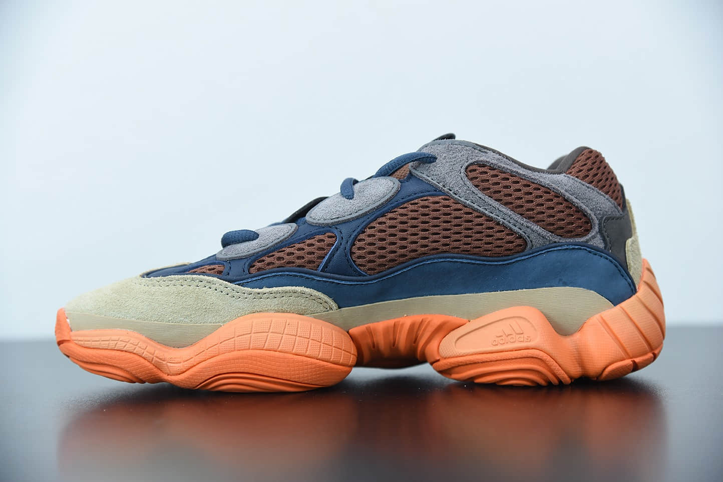 阿迪达斯KANYE WEST x adidas Yeezy 500Enflame海军蓝暴力橙复古老爹风厚底休闲运动慢跑鞋纯原版本 货号：GZ5541
