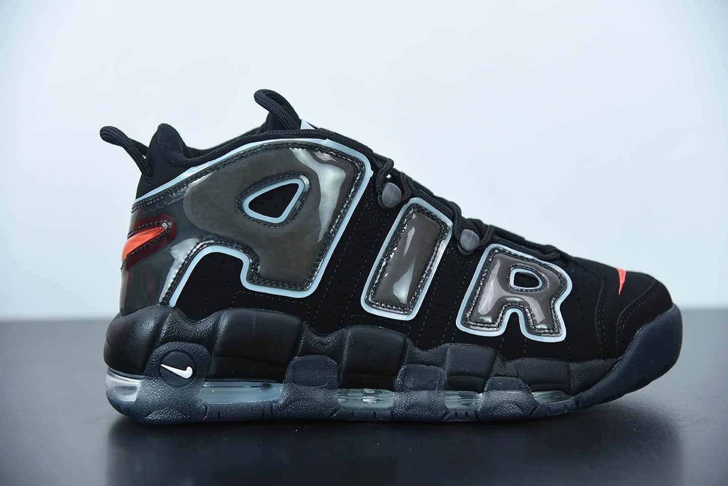 耐克 Nike Air More Uptempo 大AIR皮蓬黑蓝撕纸配色复古篮球鞋纯原版本 货号：DJ4633-010