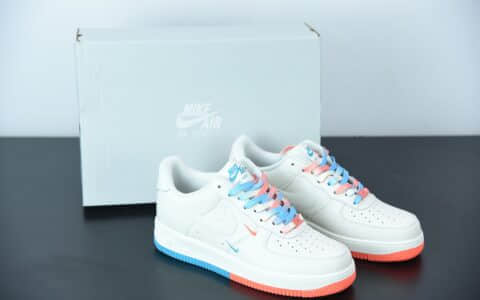 耐克 Nike Air Force 1 白橙蓝双钩空军一号低帮运动休闲板鞋纯原版本 货号：CT1989-103