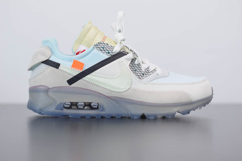 Posteridad Encogimiento Tacto 耐克Nike Off-White™ x Nike Air Max 90 Ice 10X THE  TEN白灰冰蓝橘初代复古气垫百搭休闲运动慢跑鞋纯原版本货号：AA7293-100-莆田纯原鞋社区