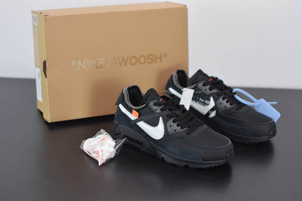 耐克 Nike Off -White x Nike Air Max 90黑色 OW 耐克联名款限量经典气垫跑鞋纯原版本 货号：AA7293-001