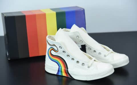 匡威Converse Pride Chuck 70 彩虹色高帮时尚百搭帆布鞋纯原版本 货号：170821C