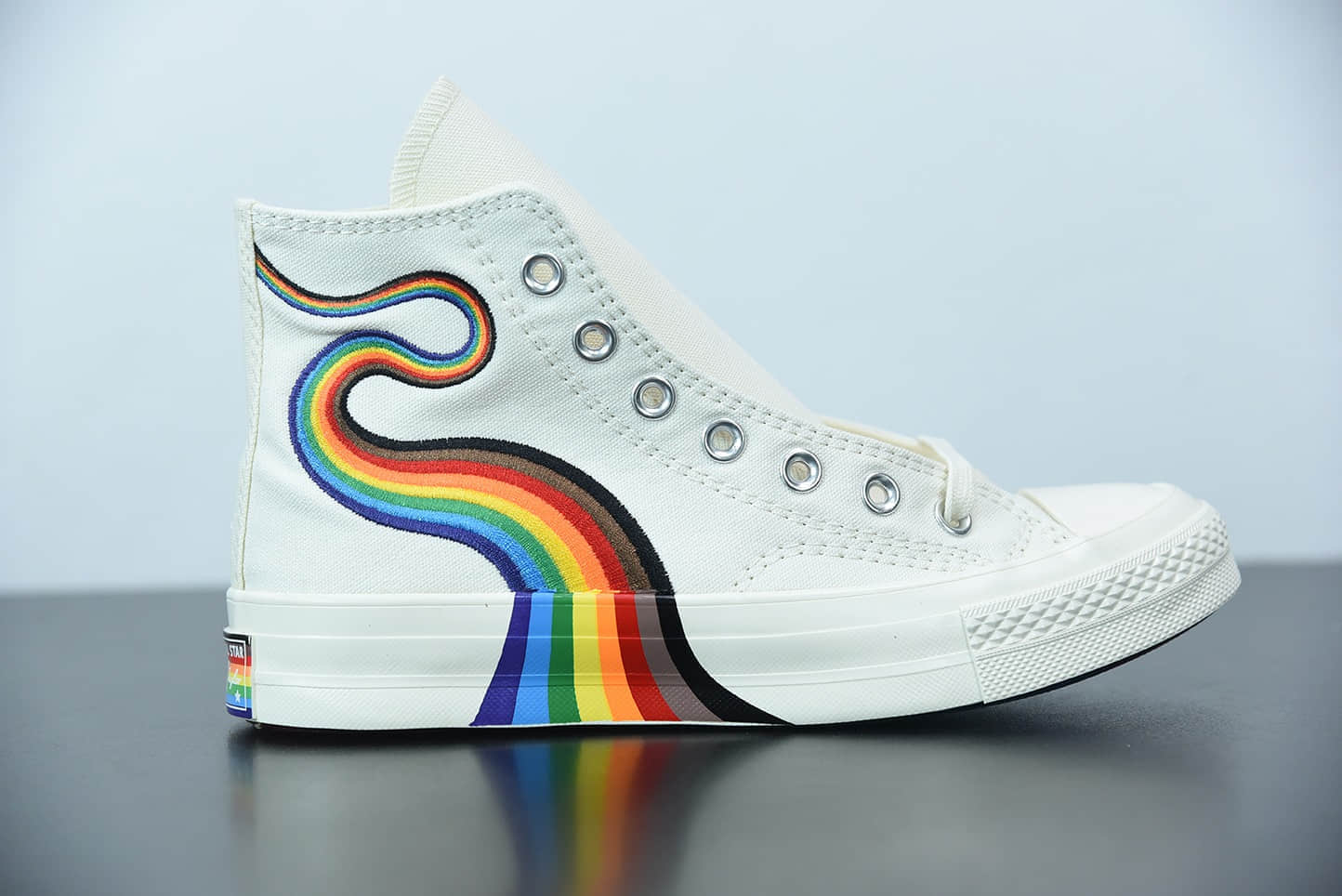 匡威Converse Pride Chuck 70 彩虹色高帮时尚百搭帆布鞋纯原版本 货号：170821C