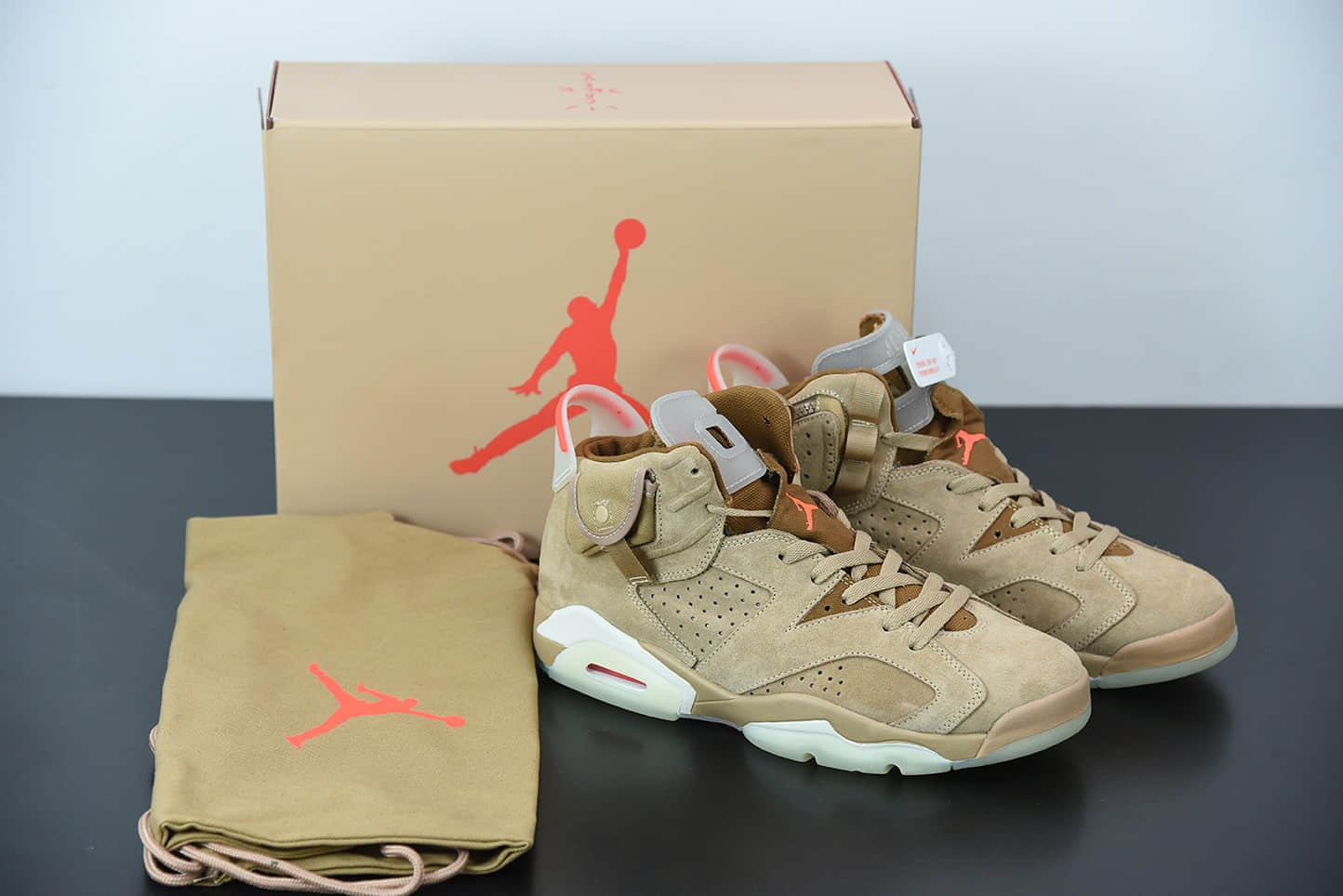 乔丹Travis Scott Air Jordan 6  British Khaki  小麦色口袋TS联名款高帮篮球鞋纯原版本 货号：DH0690-200