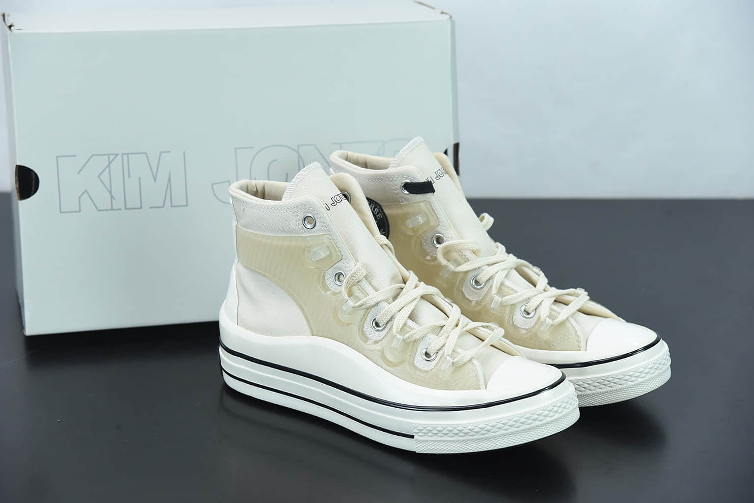 匡威Kim Jones x Converse Chuck Taylor All Star 1970s 重磅联名米白色高帮帆布鞋纯原版本 货号：171258c