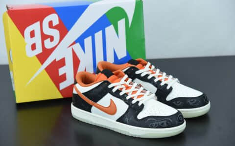 耐克Nike SB Dunk Low “Halloween” 黑白橙夜光万圣节扣篮系列低帮休闲运动滑板板鞋纯原版本 货号：DD3357-100