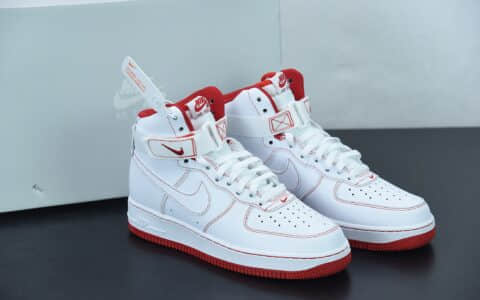 耐克 Nike Air Force 1 High '07 空军一号白红高帮休闲板鞋纯原版本 货号：CV1753-100