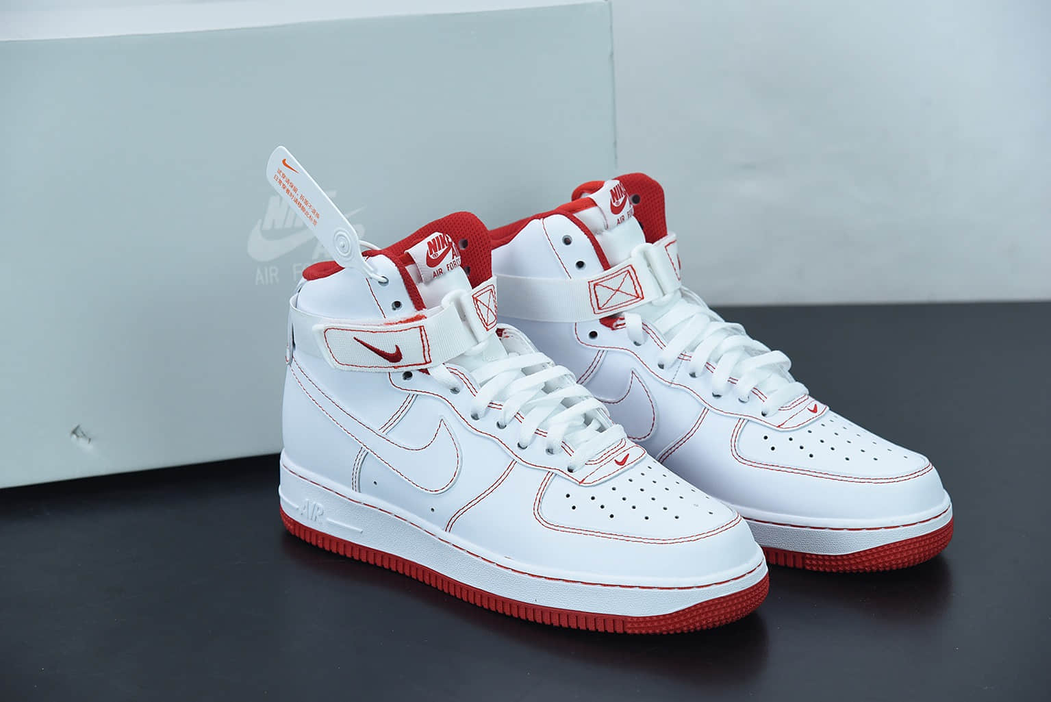 耐克 Nike Air Force 1 High '07 空军一号白红高帮休闲板鞋纯原版本 货号：CV1753-100