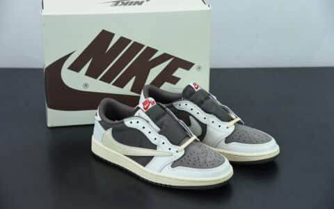 乔丹Travis Scott x Air Jordan 1 Low AJ1 乔丹1代白摩卡倒钩低帮篮球鞋TS联名纯原版本 货号：DM7866-162