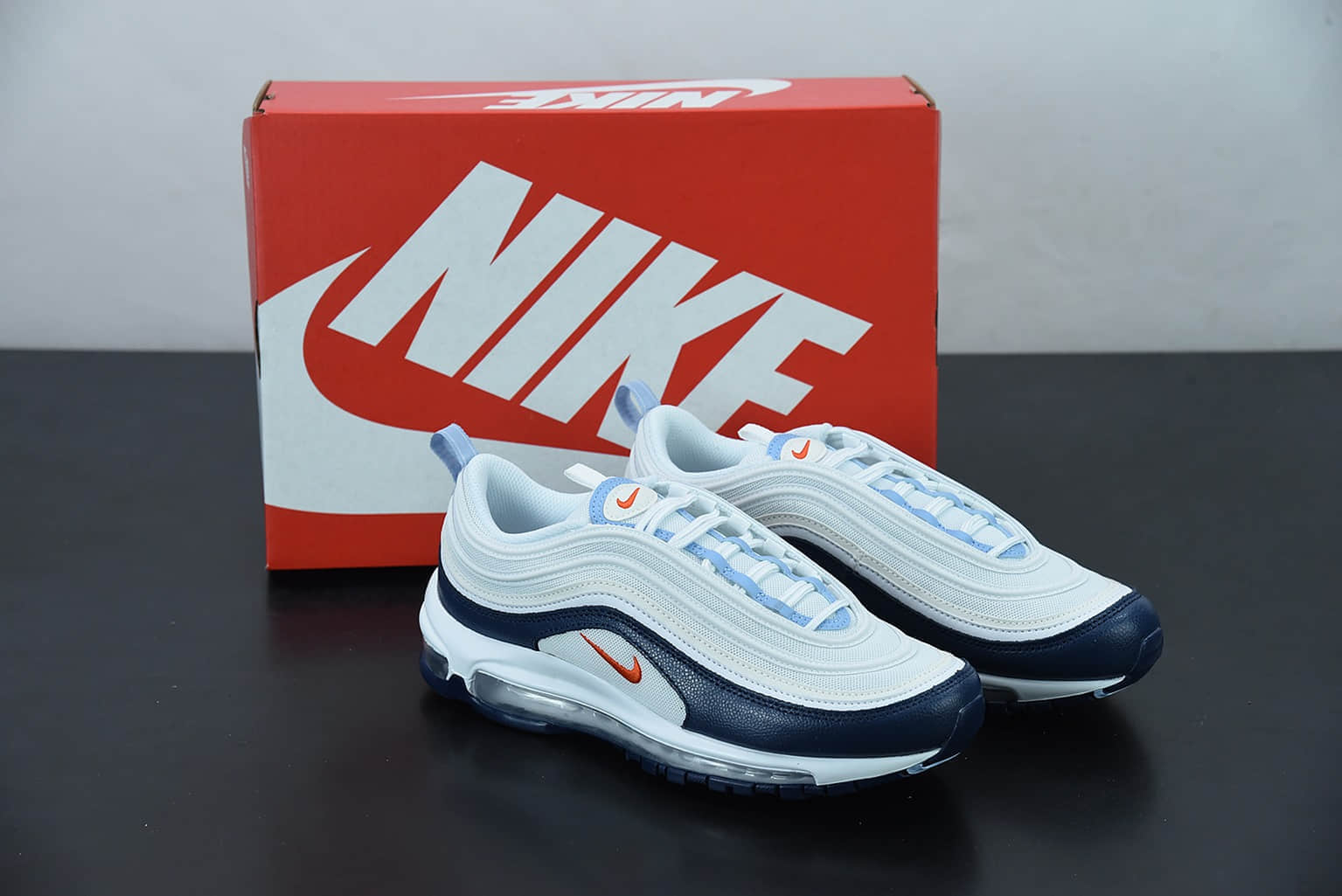 耐克 Nike Air Max 97 系列白蓝子弹气垫运动跑鞋纯原版本 货号：DM2824-100