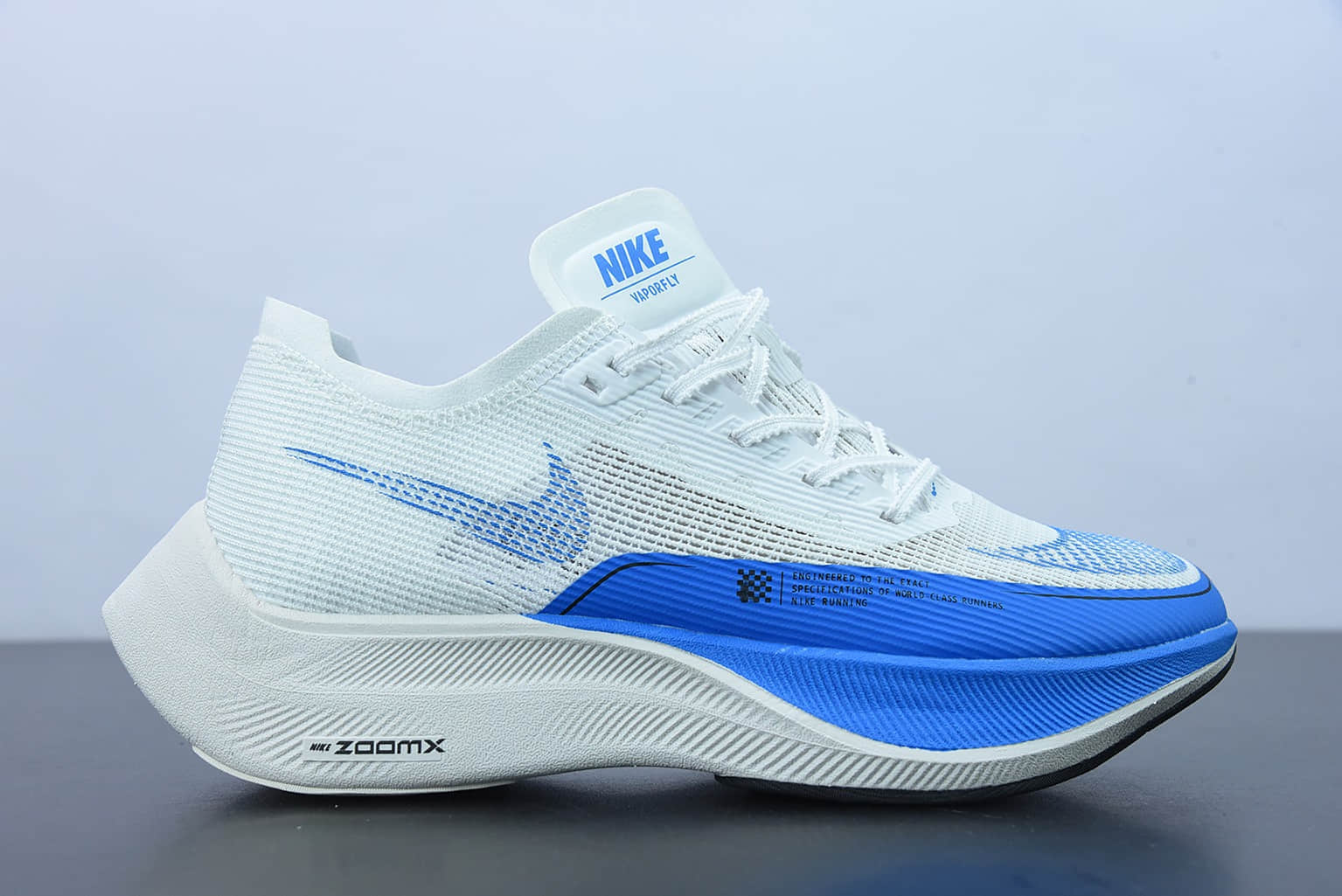 耐克 Nike ZoomX Vaporfly NEXT％ 2 马拉松白蓝针织面透气运动跑鞋纯原版本 货号：CU4111-102