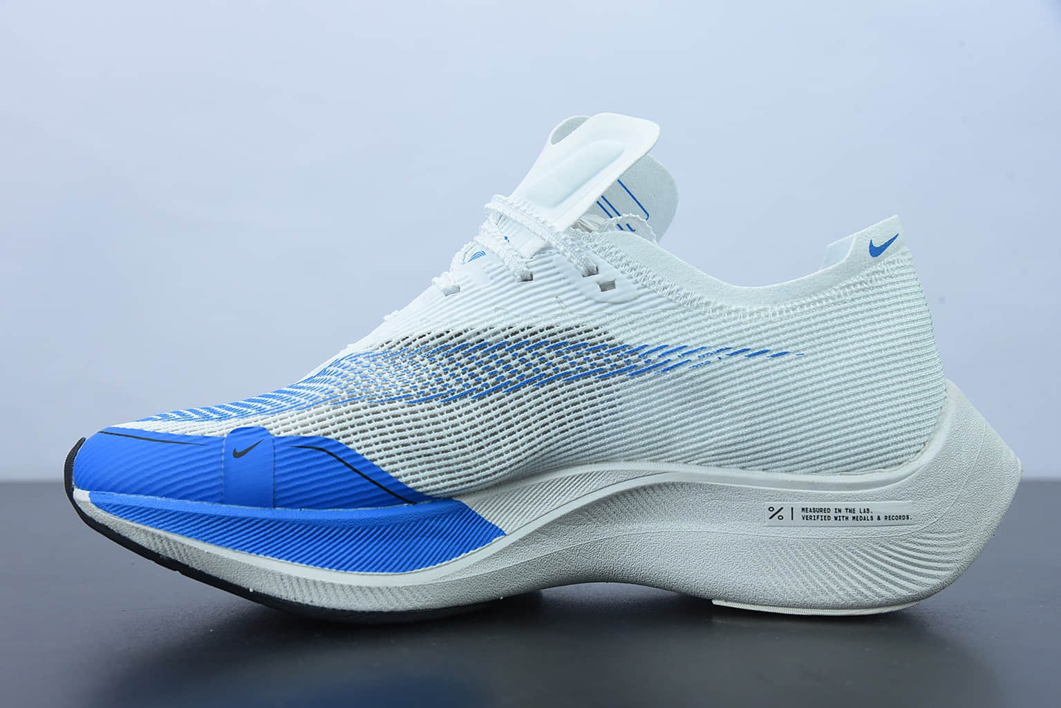 耐克 Nike ZoomX Vaporfly NEXT％ 2 马拉松白蓝针织面透气运动跑鞋纯原版本 货号：CU4111-102